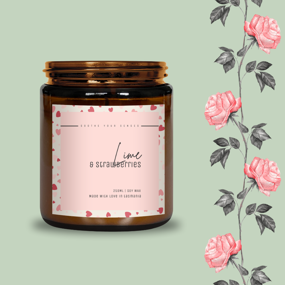 Lime & Strawberries - 250ml Soy Candle