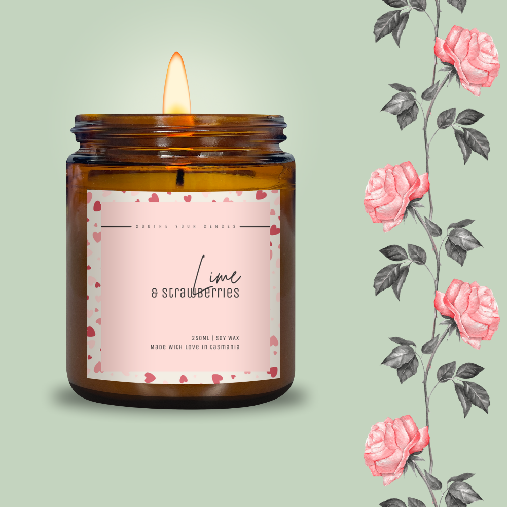 Lime & Strawberries - 250ml Soy Candle